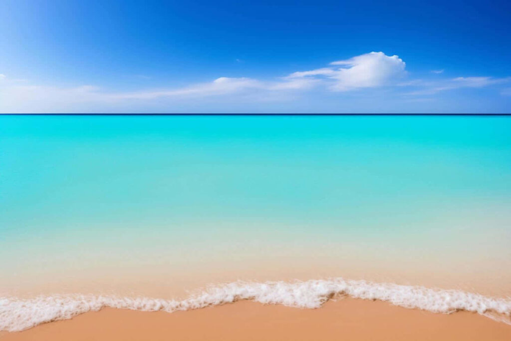 Tranquil Beach Scene: Turquoise Waters & Golden Sand Wallpaper