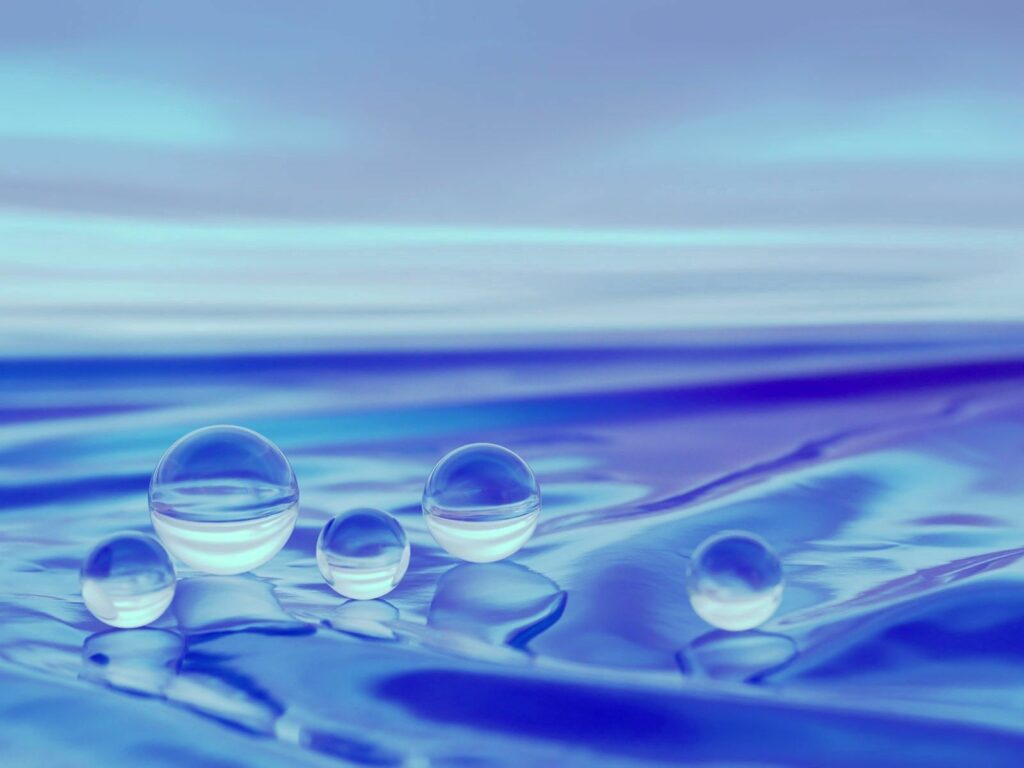 Serene Abstract Wallpaper with Calm Blue Hues & Water Droplets