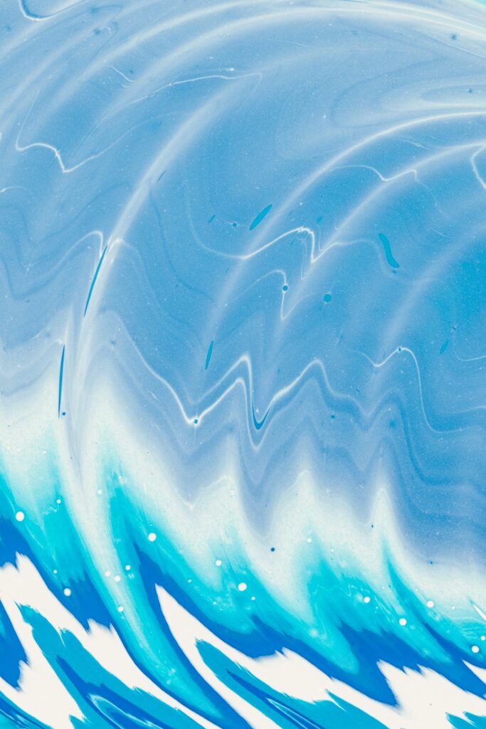Abstract Blue and White Wallpaper: Fluid Waves for Tranquil Background