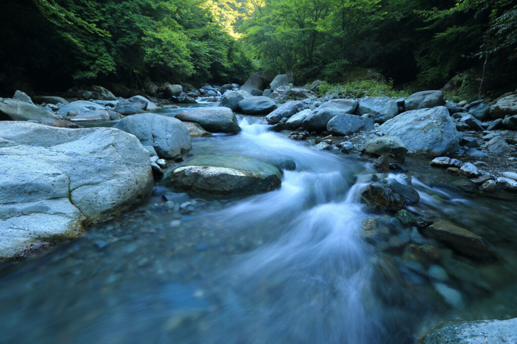 Rhythmic Flow: Serene River Waters Dancing Through Nature's Canvas Wallpaper