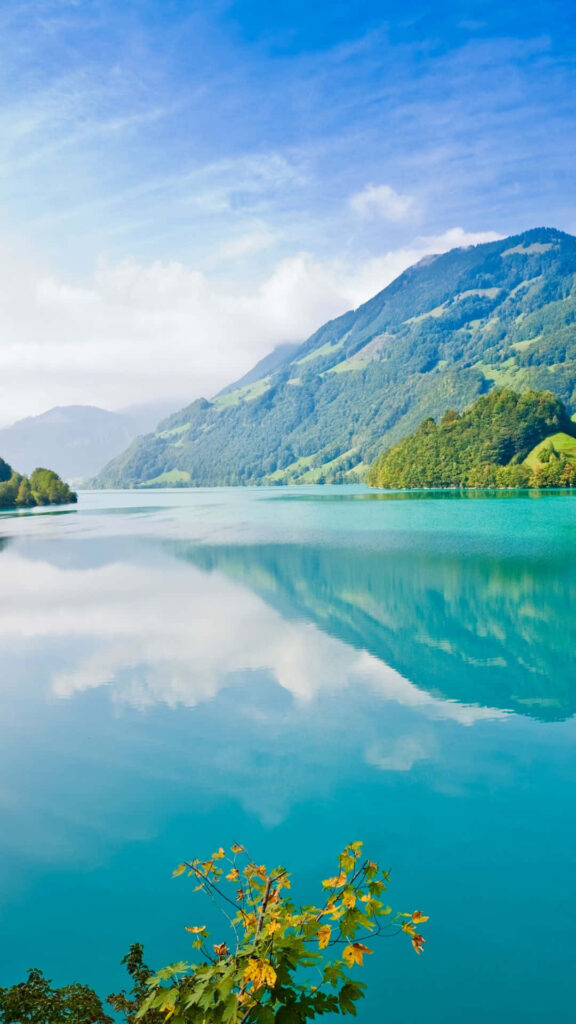 Tranquil HD Wallpaper: Clear Lake & Lush Mountains for Android