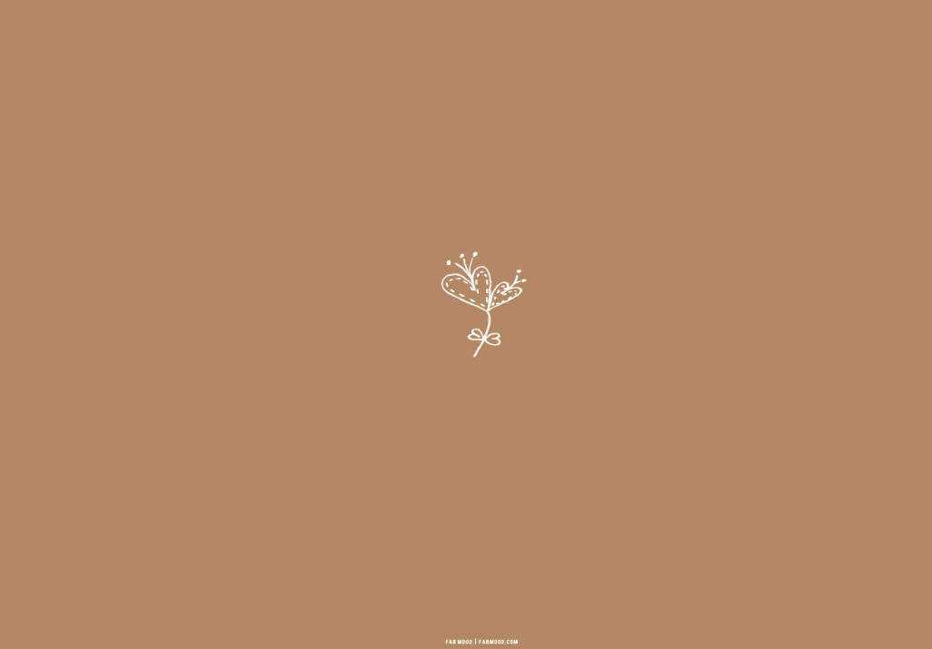 Serene Simplicity: A Heartfelt Plant Sketch on a Beige Brown Aesthetic Canvas Wallpaper