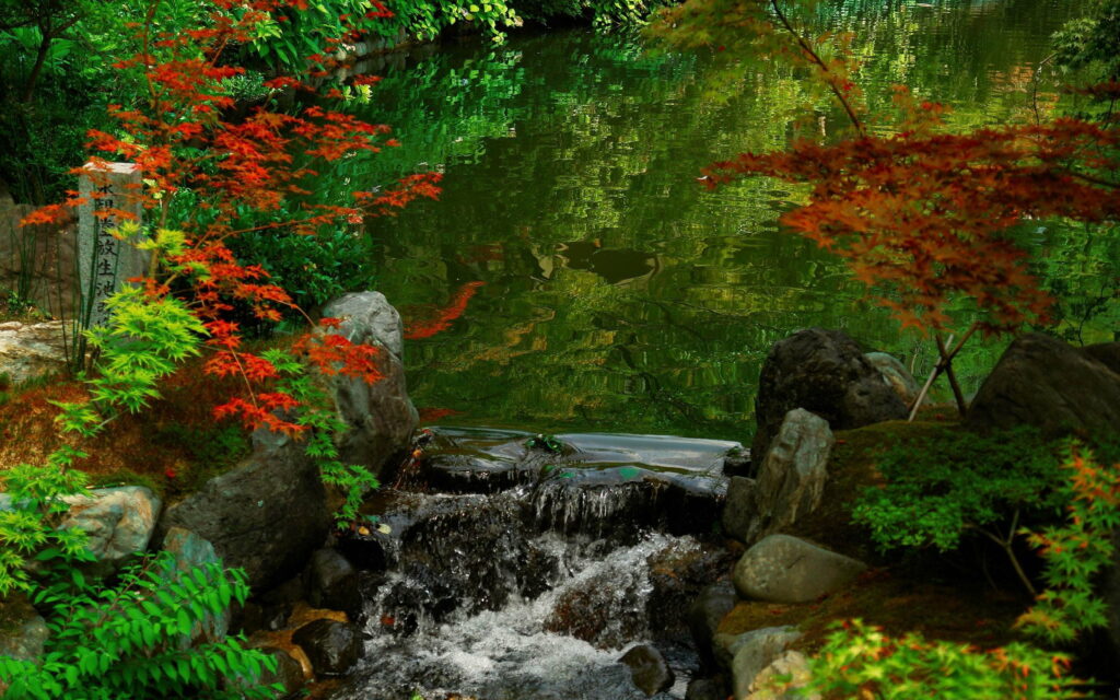 Serene Beauty of Kyoto Garden: A QHD Wallpaper Landscape from Japan