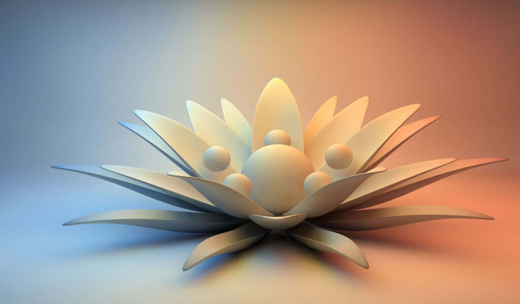 Serene Lotus Flower Abstract Wallpaper - Soft Blue & Warm Peach