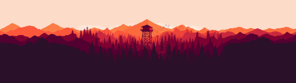 Tranquil Landscape Wallpaper: Watchtower & Majestic Mountains