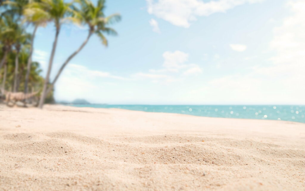 Paradise Revealed: A Captivating Macro View of a Tropical Beach Scene Wallpaper