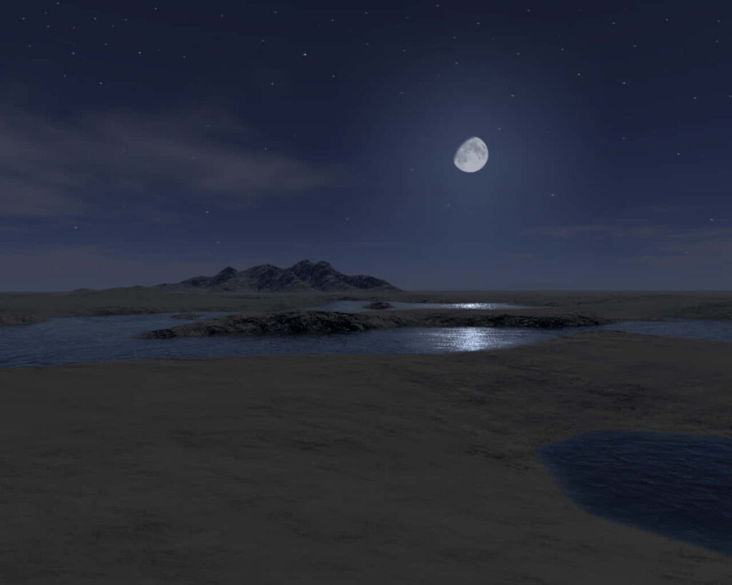 Tranquil Moonlit Ocean Wallpaper: Serene Low-Tide Reflection