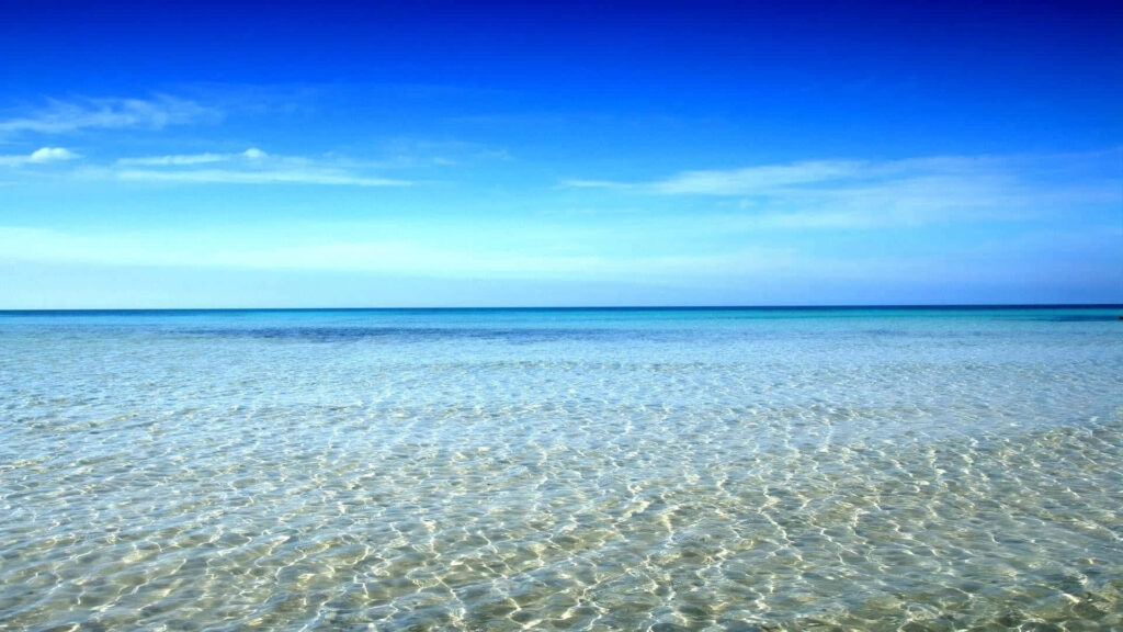 Tranquil Ocean Scene Wallpaper: Crystal-Clear Waters & Blue Sky