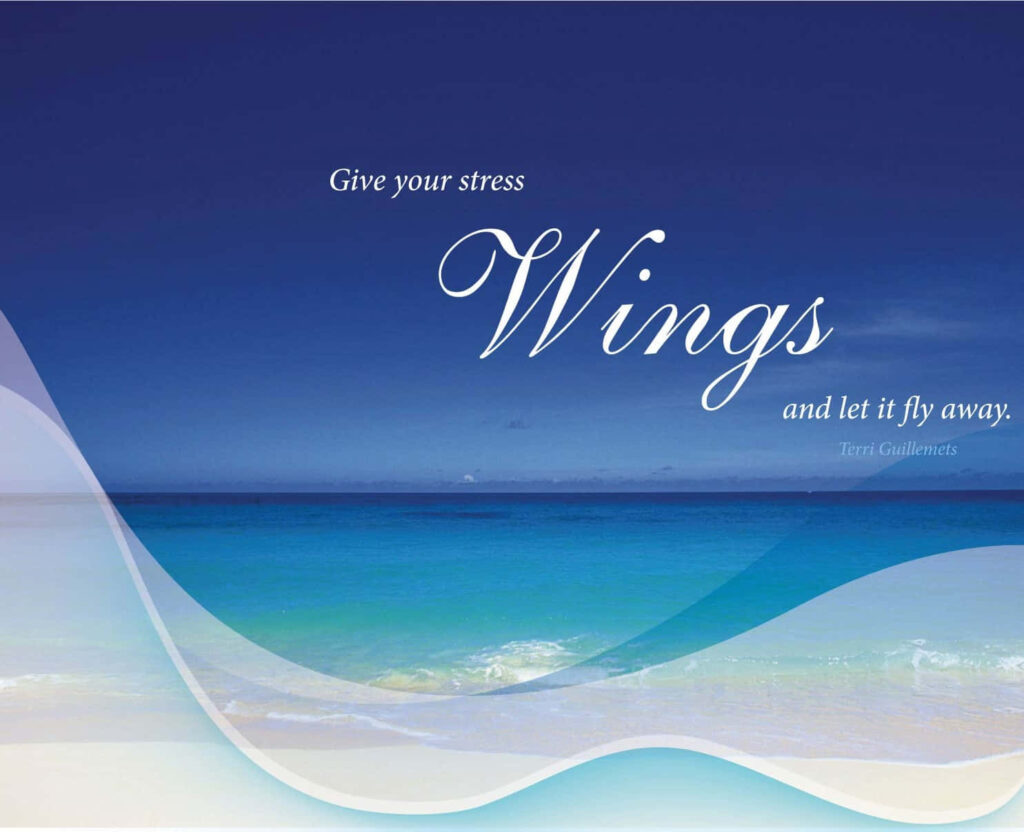 Serene Ocean View Wallpaper with Motivational Quote for Relaxation