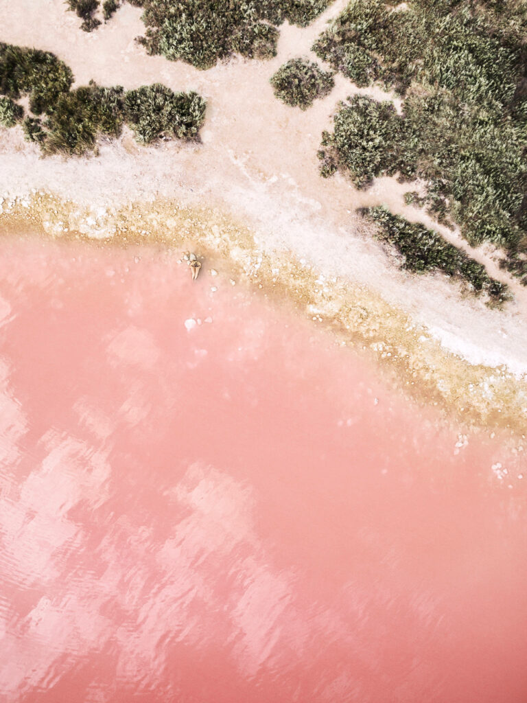 Serene Aerial View of Tranquil Pink Beach: Perfect Calming Wallpaper