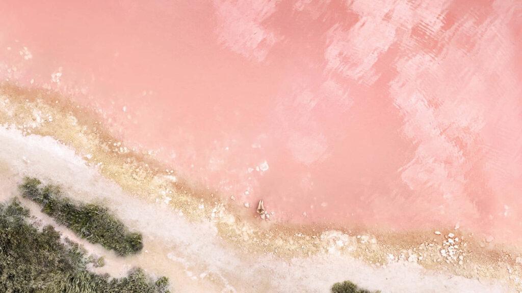 Tranquil Aerial View of Pink Sand Beach Wallpaper Background
