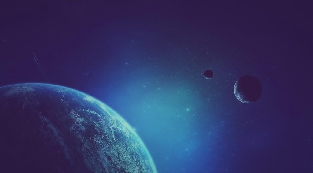 Tranquil Space-Themed Wallpaper: Luminous Planets & Starry Background