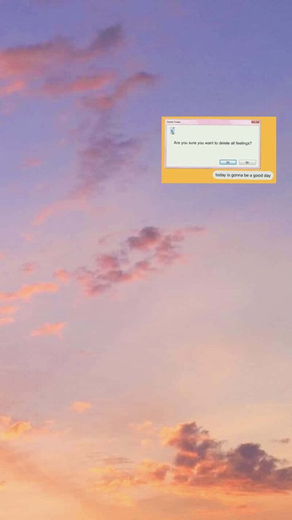 Tranquil Sunset Wallpaper with Humorous Message Box Design