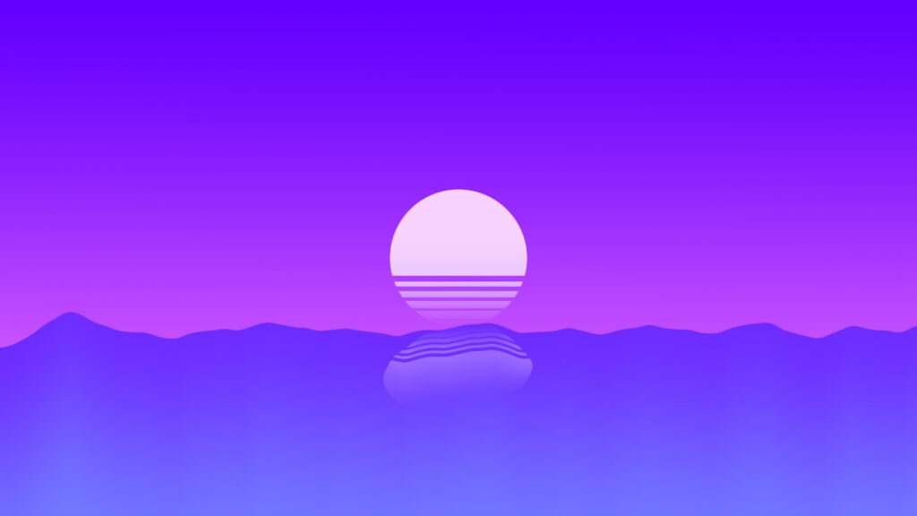 Serene Skies: A Minimalist 4K Wallpaper of a Purple and Pink Sunset over a Blue Horizon