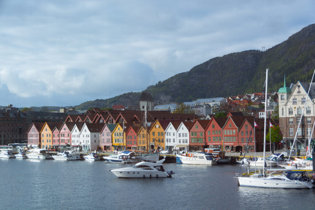 Scenic Waterfront City Wallpaper: Colorful Historic Buildings & Yachts