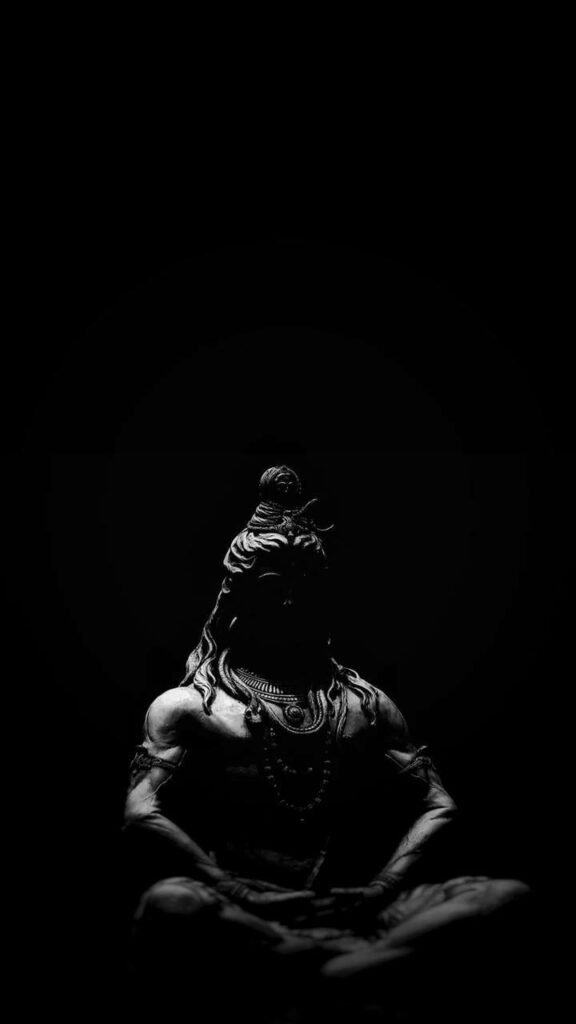 Shadowy Serenity: A Minimalistic Shiva Tribute Embodied in Black Wallpaper