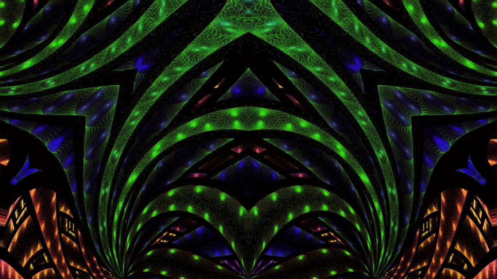 Ethereal Kaleidoscope: Mesmerizing Green and Blue Fractal Abstraction - A Hypnotic 4K Wallpaper Masterpiece