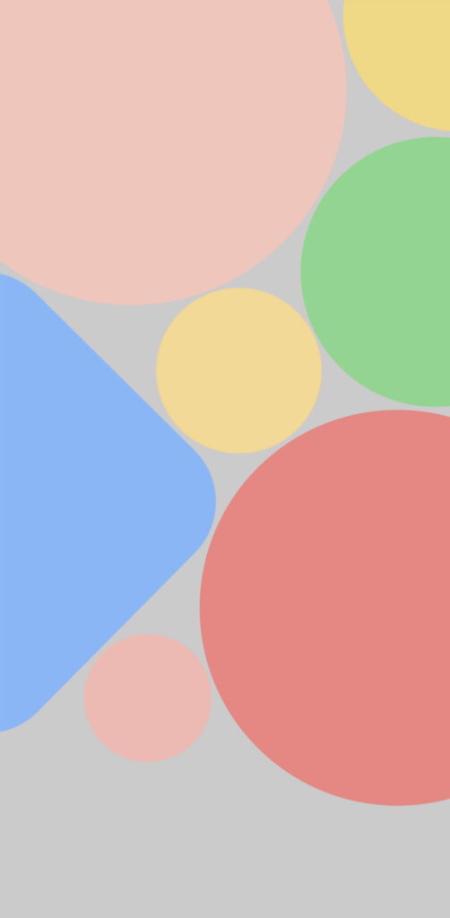 Google Pixel 4a wallpaper with pastel overlapping shapes on light grey minimalist background