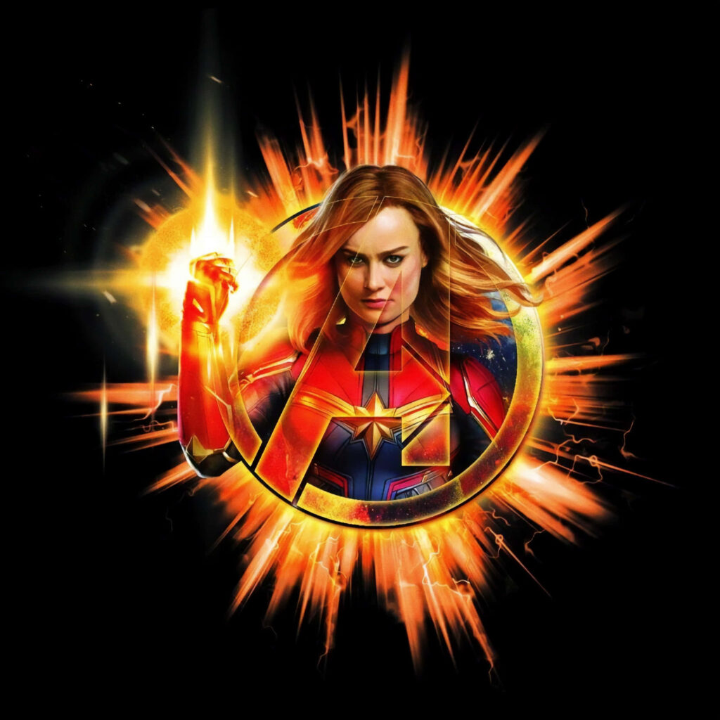 Mighty Superhero with Captain Marvel's Vibrant iPad Background Wallpaper