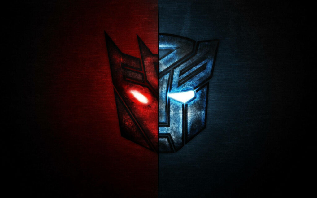 Transformers: The Ultimate Battle of Good vs. Evil Illuminated in Glowing Wallpaper