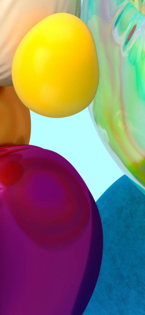 Crystal Clear Elegance: A Captivating Samsung A71 Wallpaper adorned with Transparent Spheres
