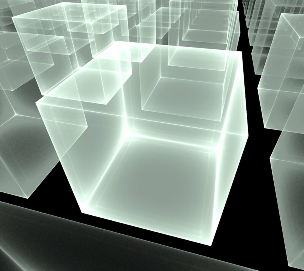 Cubed in Transparency: Square Shadow on Wallpaper Background Photo