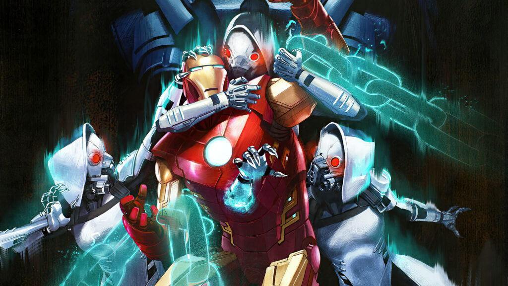 Captured in Chains: Iron Man's Struggle Against Invisible Spectres Wallpaper