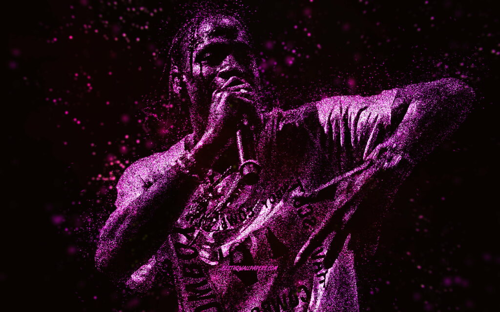 Jacques Berman Webster: Purple Glittered Passion on a Black Canvas Wallpaper