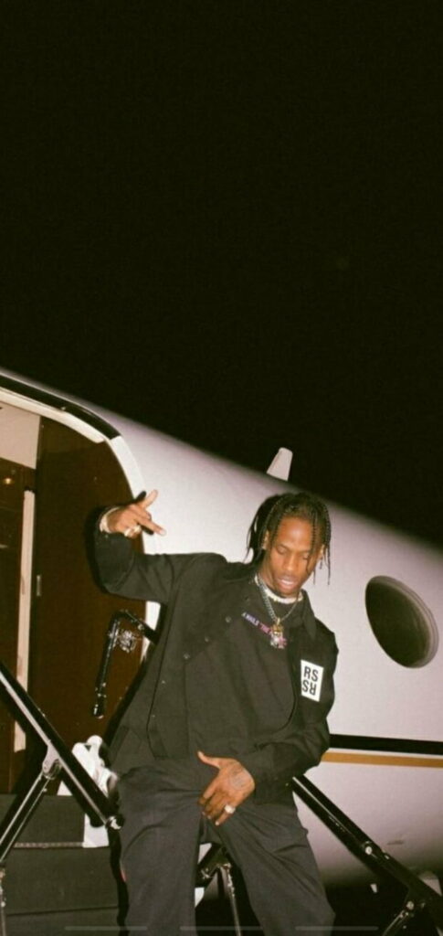 Melodic Journey: Stunning HD Mobile Wallpaper of Travis Scott in Sync with Music