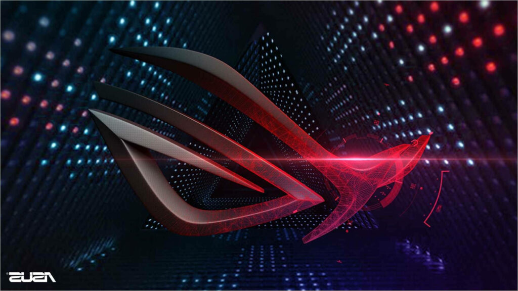 Triangle Triumph: Asus ROG Logo Shines on Dazzling Dotted Background Wallpaper