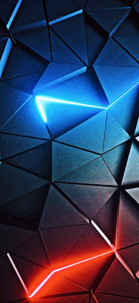Triangular Textures Illuminated: A Neon Paradise for Your iPhone Wallpaper