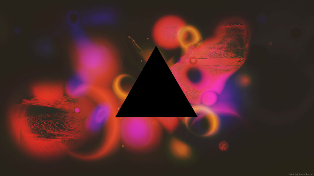 Vibrant Digital Artwork: Mesmerizing Black Triangle Surrounded by Pink Glitch Wallpaper