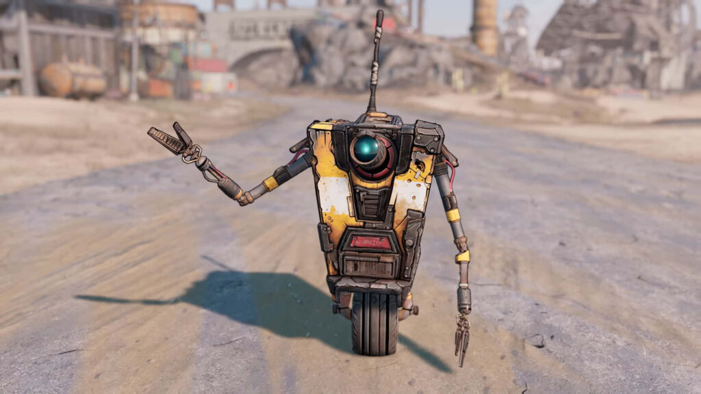 Borderlands 3 Claptrap Wallpaper in Desolate Sci-Fi Environment