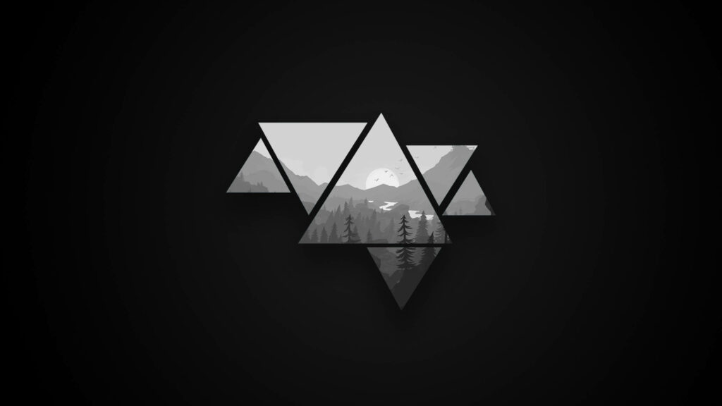 Monochrome Triangle Landscape: A Serene Minimalist Laptop Background Wallpaper