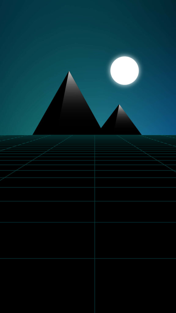 Lunar Luster: Synthwave-inspired abstraction with geometrical contours echoing the pyramids Wallpaper