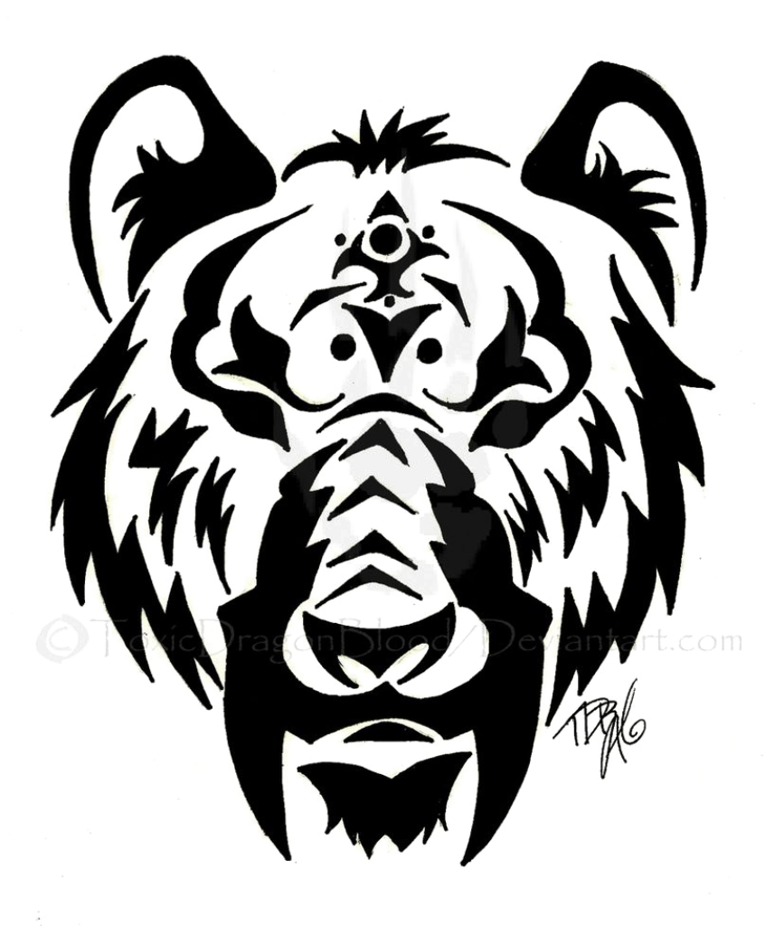 Striking Tiger Tribal Wallpaper: Intricate Black Patterns & Bold Lines