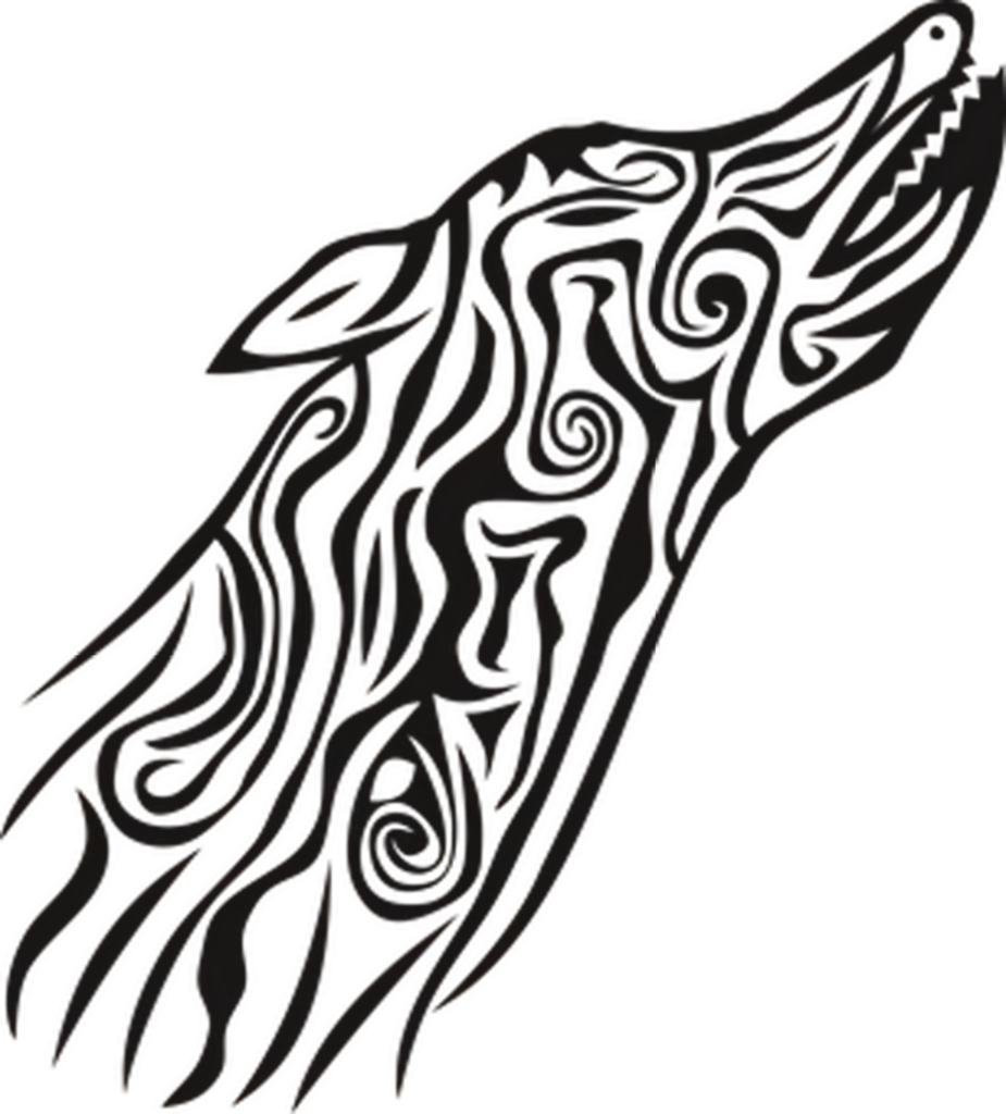 Intricate Tribal Wolf Artwork: Flowing Lines & Bold Design Wallpaper