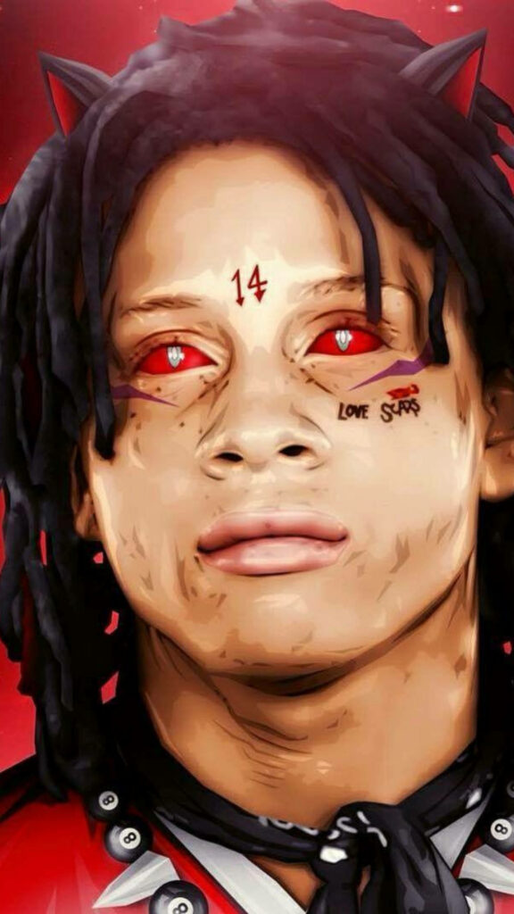 Trippie Redd's Feline Transformation: A Haunting Cat-Eye Wallpaper