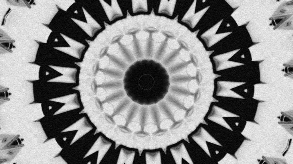 Trippy Black and White Kaleidoscopic Wallpaper - Hypnotic Background