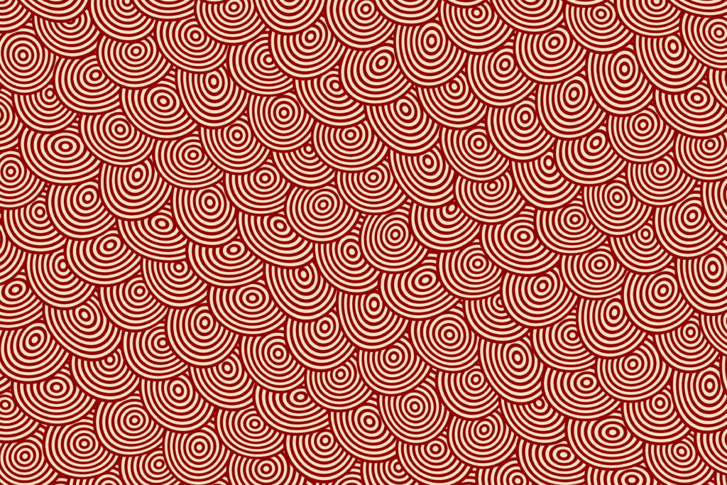 Trippy Red and Cream Wallpaper: Hypnotic Curves & Textured Pattern