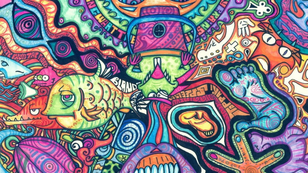 Psychedelic Fish Art: A Vibrant and Mind-bending Trip through Traditional Signage Wallpaper