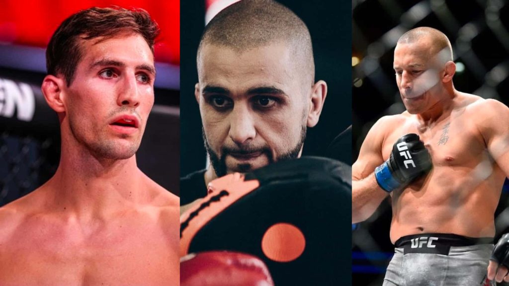 MMA wallpaper with Rory MacDonald Firas Zahabi Georges St-Pierre showing focus and grit