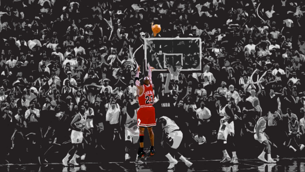 Embracing Greatness: Iconic Image of Michael Jordan, the Unrivaled GOAT of NBA Wallpaper