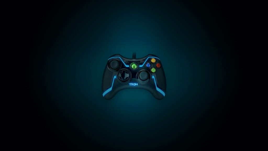 Gaming in the Grid: Tron Xbox Controller Illuminates the Abyss Wallpaper