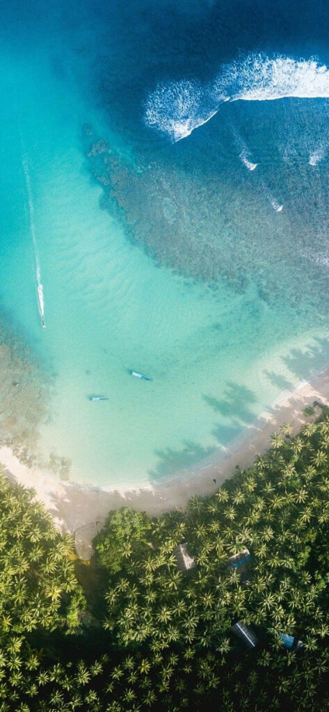 Aerial Tropical Beach Wallpaper: Serene Island Paradise Background
