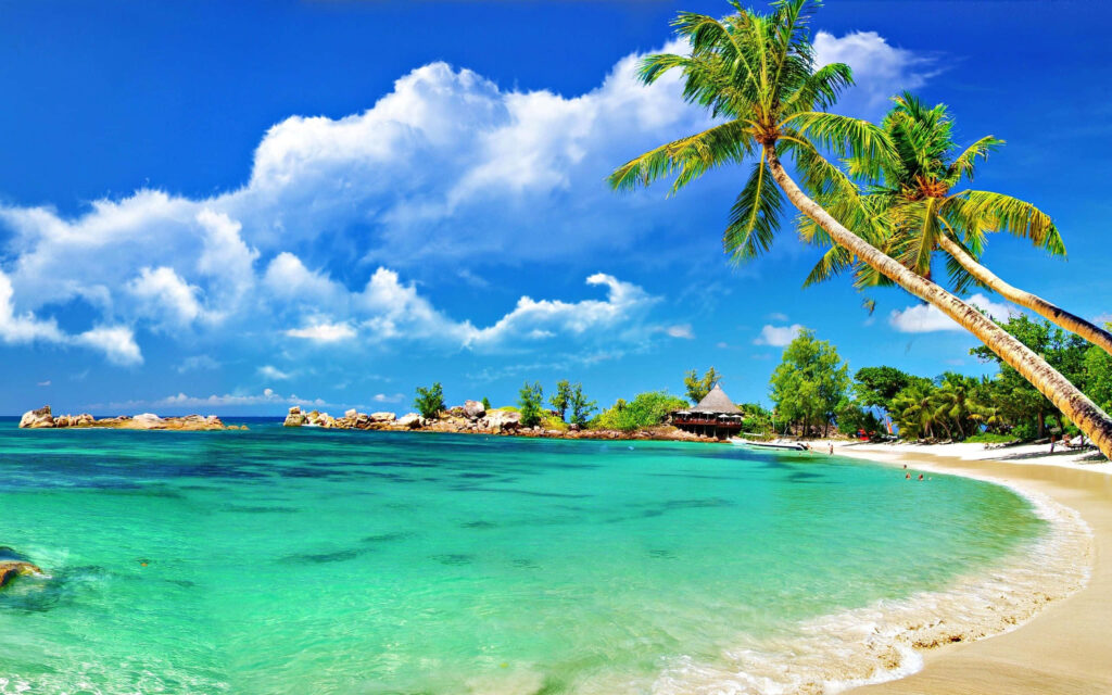 Stunning Beach Paradise Wallpaper: Turquoise Waters & Golden Sands