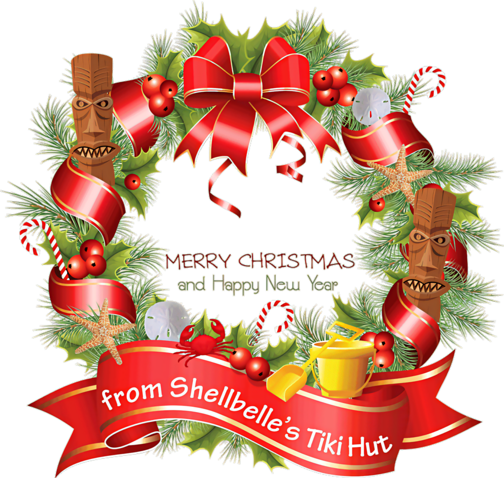 Tropical Christmas Wreath Wallpaper - Merry Christmas from Shellbelle