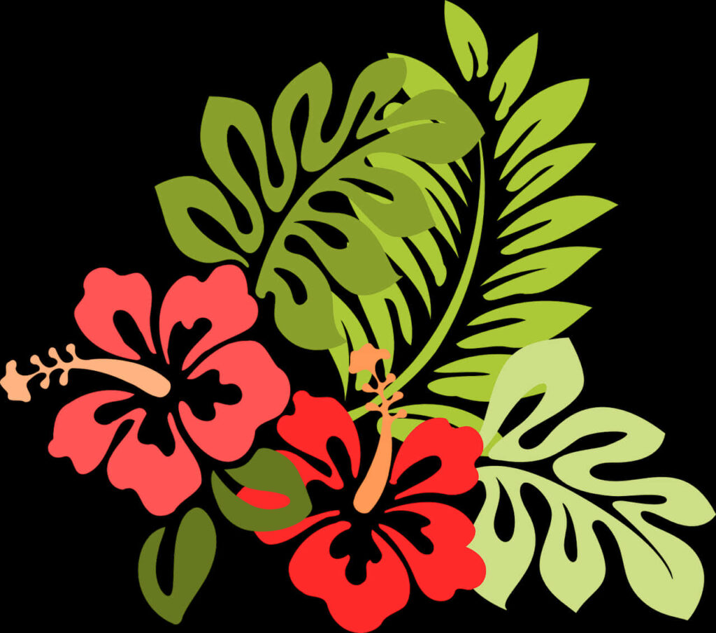 Tropical Red Hibiscus Wallpaper - Lush Floral Vector Design