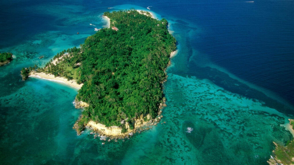 Serene Tropical Island Aerial Wallpaper - Dominican Republic Scene