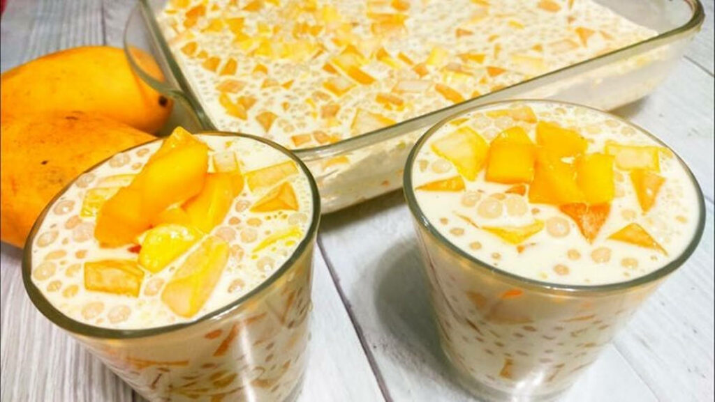 Vibrant Mango Tapioca Pearls Dessert Wallpaper - Tropical Delight
